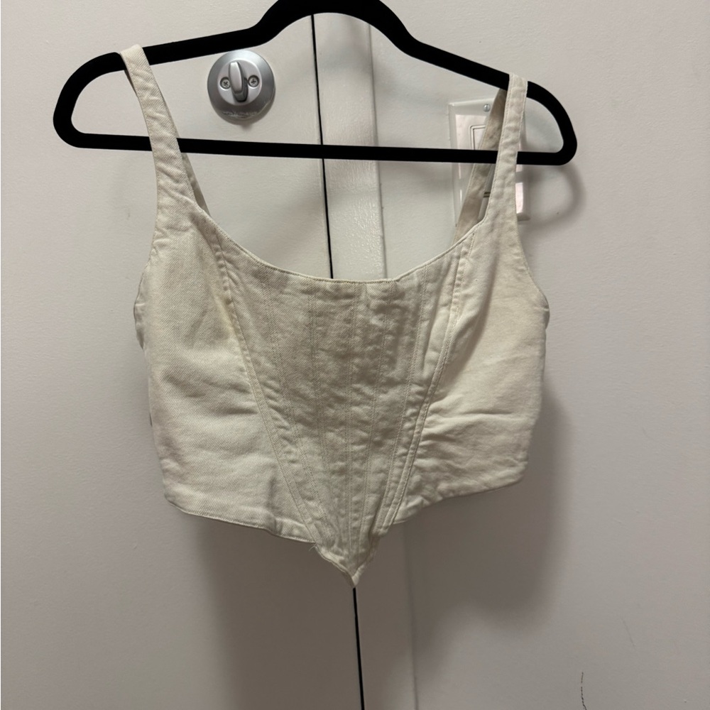 Zara Denim Cream Crop Top